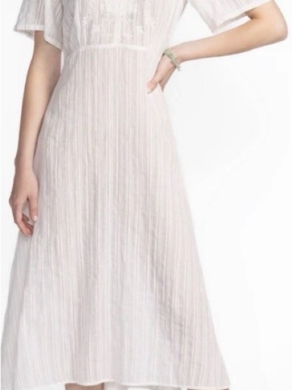Johnny Was MIRAH effortless Cream Striped Maxi Dress, XL